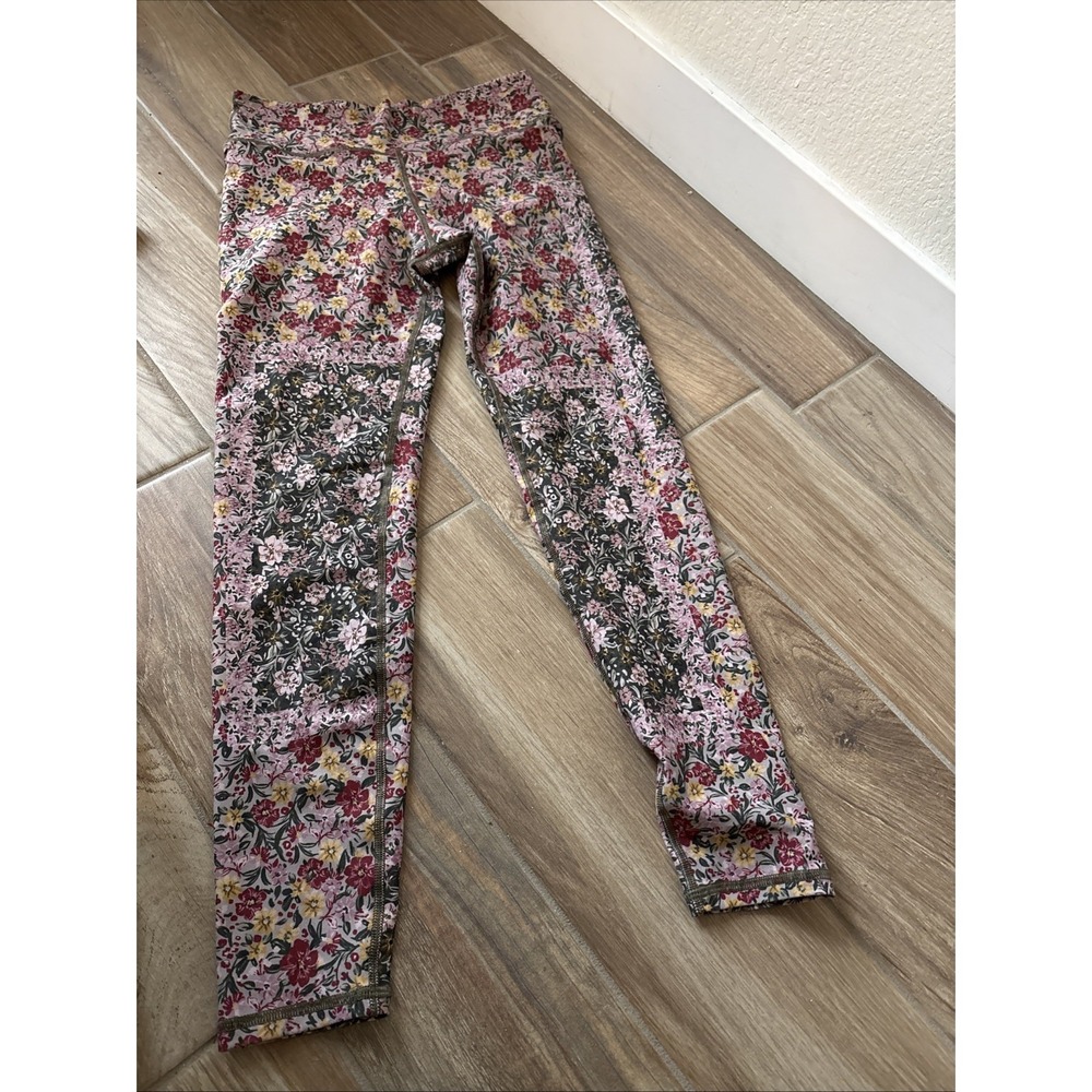 Floral Print Leggings with Pink & Green Panels